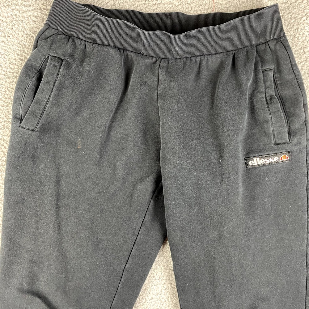 Ellesse Joggers Mens Medium Black Fleece Track Running Minimal Athleisure Casual